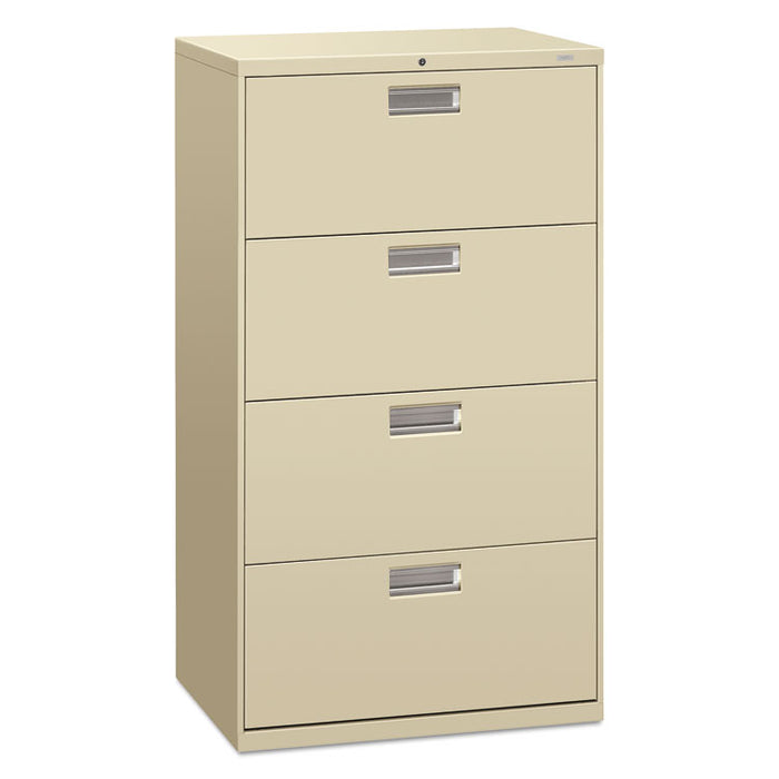 Brigade 600 Series Lateral File, 4 Legal/Letter-Size File Drawers, Putty, 30" x 18" x 52.5"