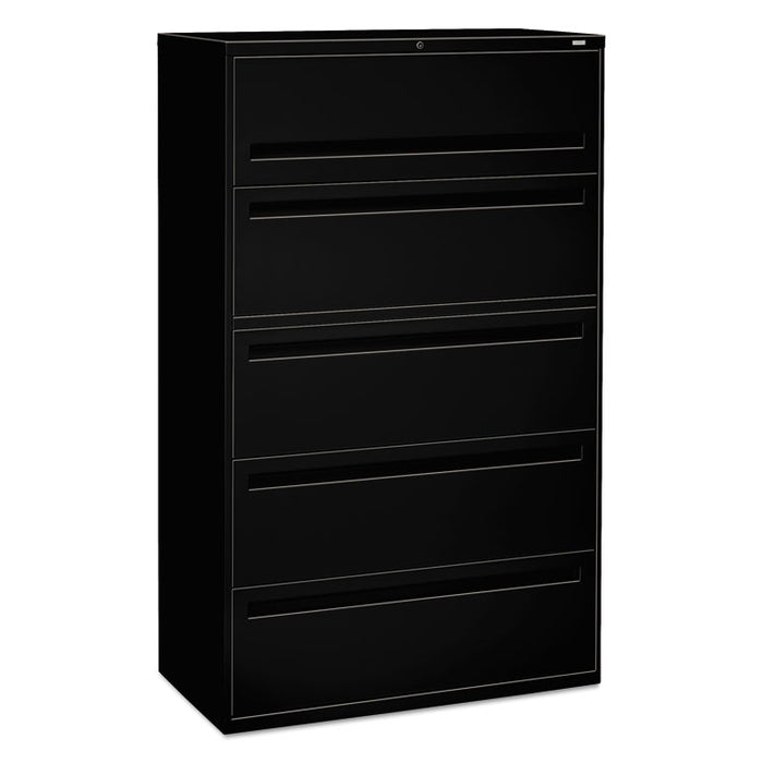 700 Series Five-Drawer Lateral File with Roll-Out Shelves, 42w x 18d x 64.25h, Black