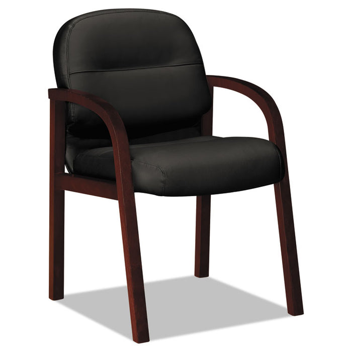 Pillow-Soft 2190 Guest Arm Chair, 23.5" x 27.5" x 35.5", Black Seat/Back, Mahogany Base
