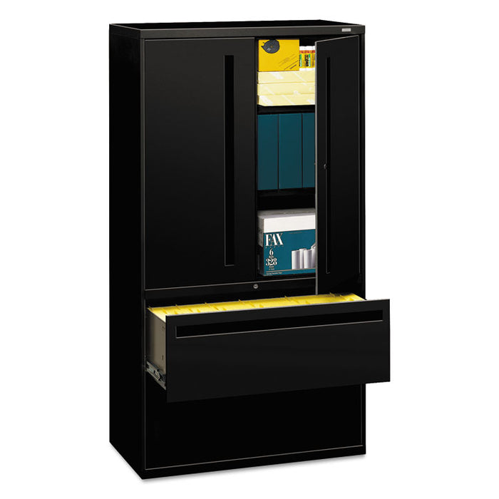 700 Series Lateral File with Storage Cabinet, 36w x 18d x 64.25h, Black