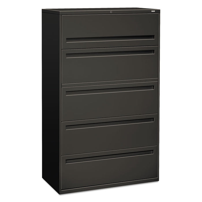 700 Series Five-Drawer Lateral File with Roll-Out Shelves, 42w x 18d x 64.25h, Charcoal