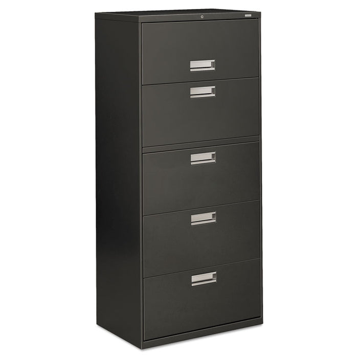 Brigade 600 Series Lateral File, 4 Legal/Letter-Size File Drawers, 1 File Shelf, 1 Post Shelf, Charcoal, 30" x 18" x 64.25"
