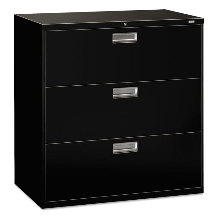 Brigade 600 Series Lateral File, 3 Legal/Letter-Size File Drawers, Black, 42" x 18" x 39.13"