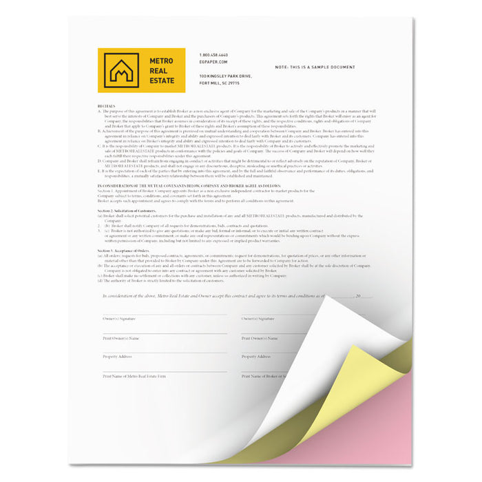 Revolution Carbonless 3-Part Paper, 8.5 x 11, Canary/Pink/White, 2,505/Carton