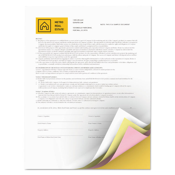 Revolution Carbonless 4-Part Paper, 8.5x11, Canary/Goldenrod/Pink/White, 5, 000/Carton
