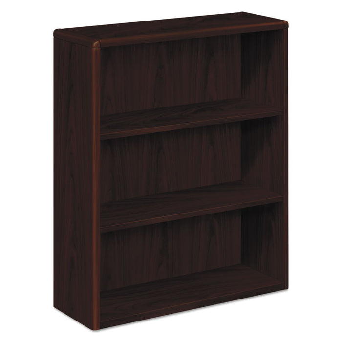 10700 Series Wood Bookcase, Three-Shelf, 36w x 13.13d x 43.38h, Mahogany