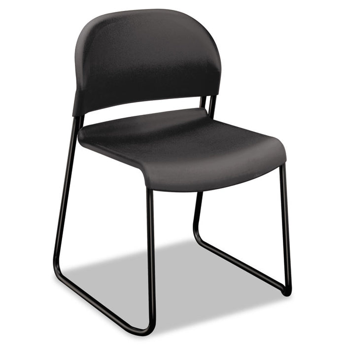 GuestStacker High Density Chairs, Supports Up to 300 lb, Lava Seat/Back, Black Base, 4/Carton