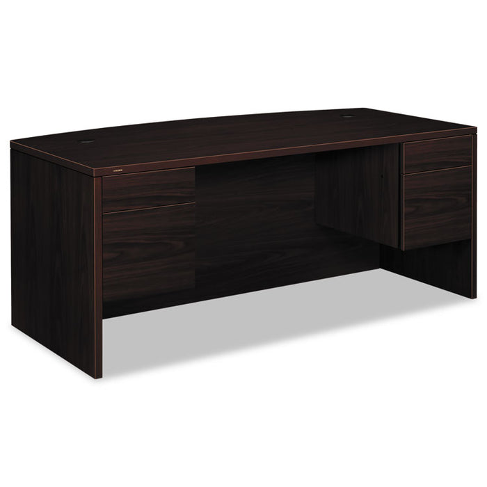 10500 Series Bow Front Desk, 3/4 Height Double Pedestals, 72w x 36d x 29.5h, Mahogany