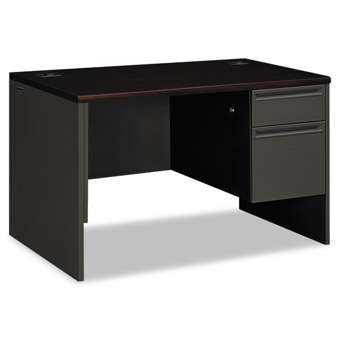 38000 Series Right Pedestal Desk, 48" x 30" x 29.5", Mahogany/Charcoal