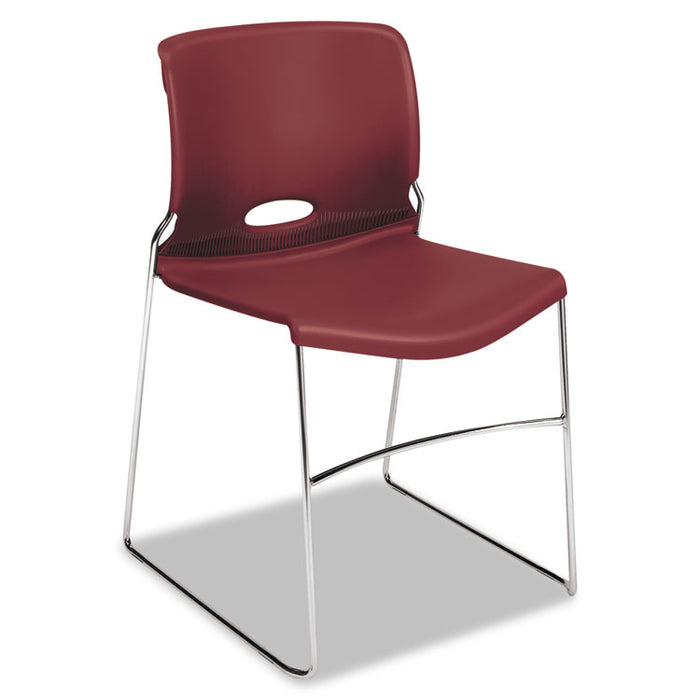 Olson Stacker High Density Chair, Mulberry Seat/Mulberry Back, Chrome Base, 4/Carton