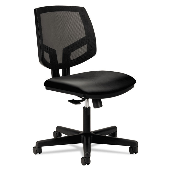 Volt Series Mesh Back Leather Task Chair, Supports up to 250 lbs., Black Seat/Black Back, Black Base