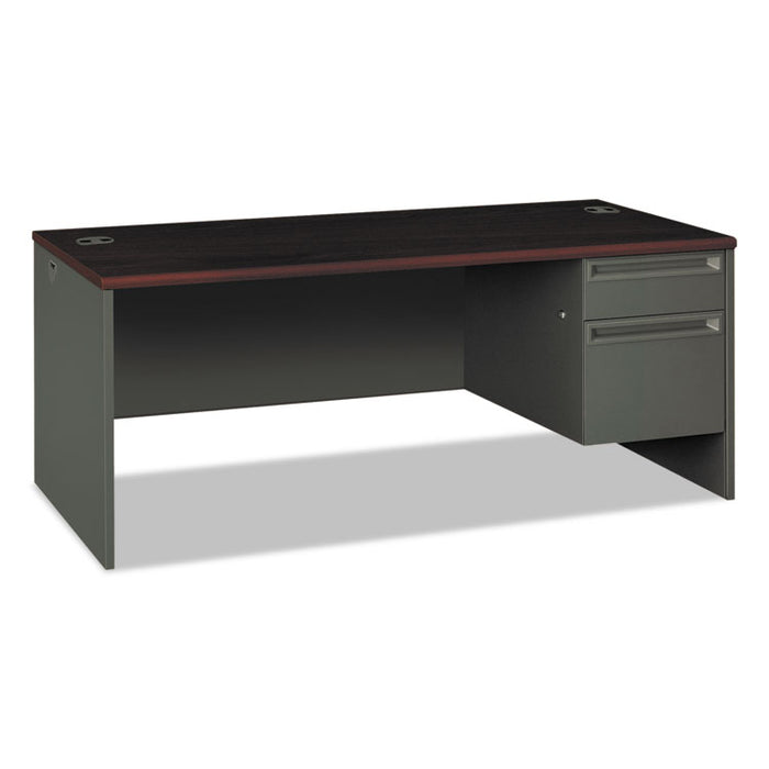 38000 Series Right Pedestal Desk, 72w x 36d x 29.5h, Mahogany/Charcoal