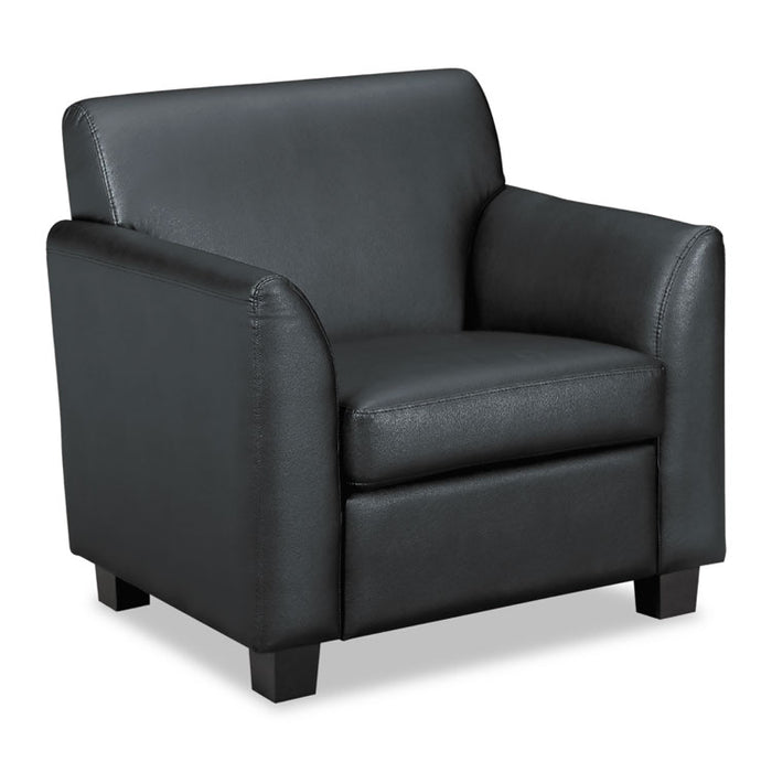 Circulate Reception Seating Club Chair, 33" x 28.75" x 32", Black Seat/Black Back, Black Base