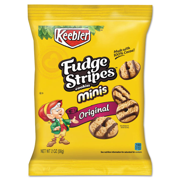 Mini Cookies, Fudge Stripes, 2 oz Snack Pack, 8/Box