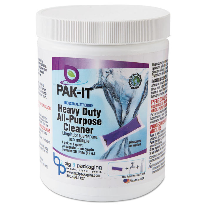 Heavy-Duty All-Purpose Cleaner, Pleasant Scent, 20 PAK-ITs/Jar, 12/Carton