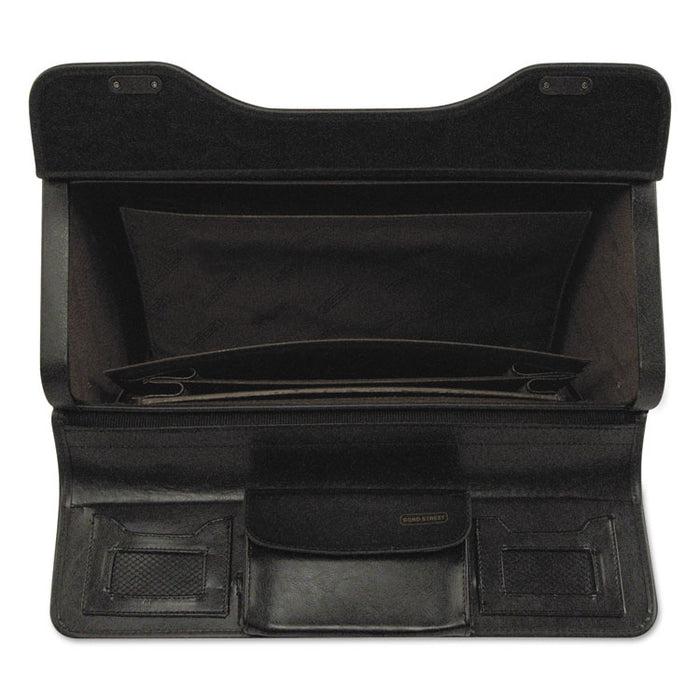 Catalog Case on Wheels, Leather, 19 x 9 x 15-1/2, Black