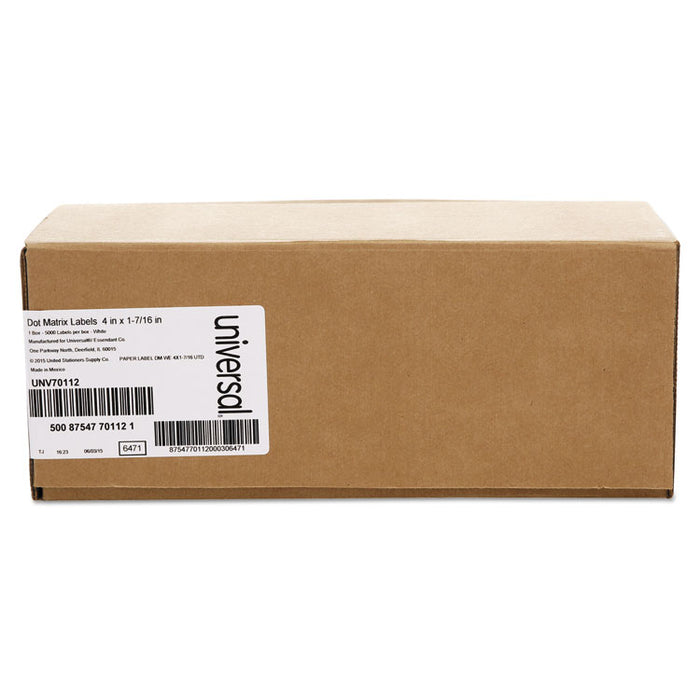 Dot Matrix Printer Labels, Dot Matrix Printers, 1.44 x 4, White, 5,000/Box