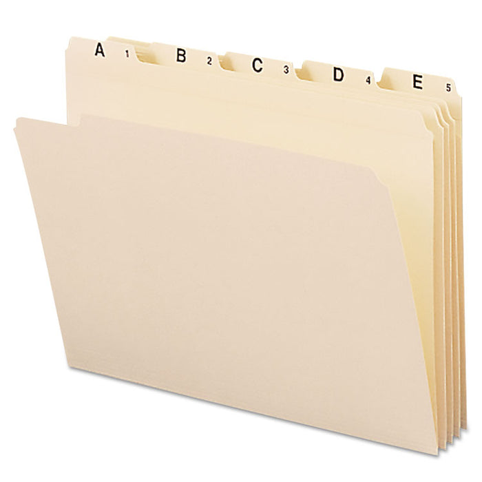 Indexed File Folder Sets, 1/5-Cut Prelabeled Tabs: A to Z, Letter Size, 0.75" Expansion, Manila, 25/Set
