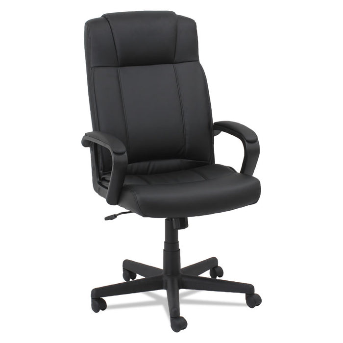 Leather High-Back Chair, Supports up to 250 lbs., Black Seat/Black Back, Black Base