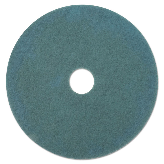 Burnishing Floor Pads, 19" Diameter, Aqua, 5/Carton