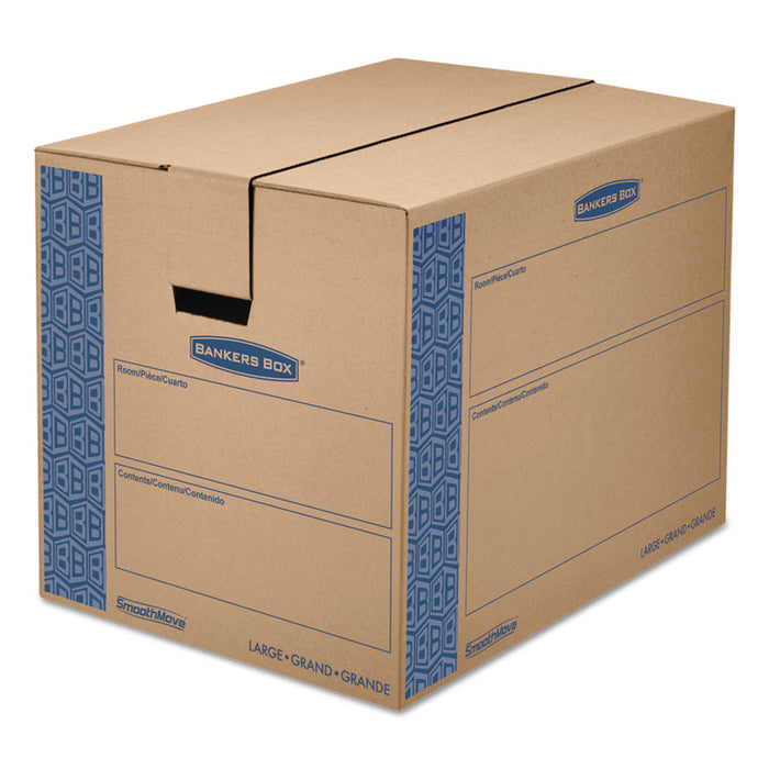 SmoothMove Prime Moving/Storage Boxes, Hinged Lid, Regular Slotted Container (RSC), 18" x 24" x 18", Brown/Blue, 6/Carton