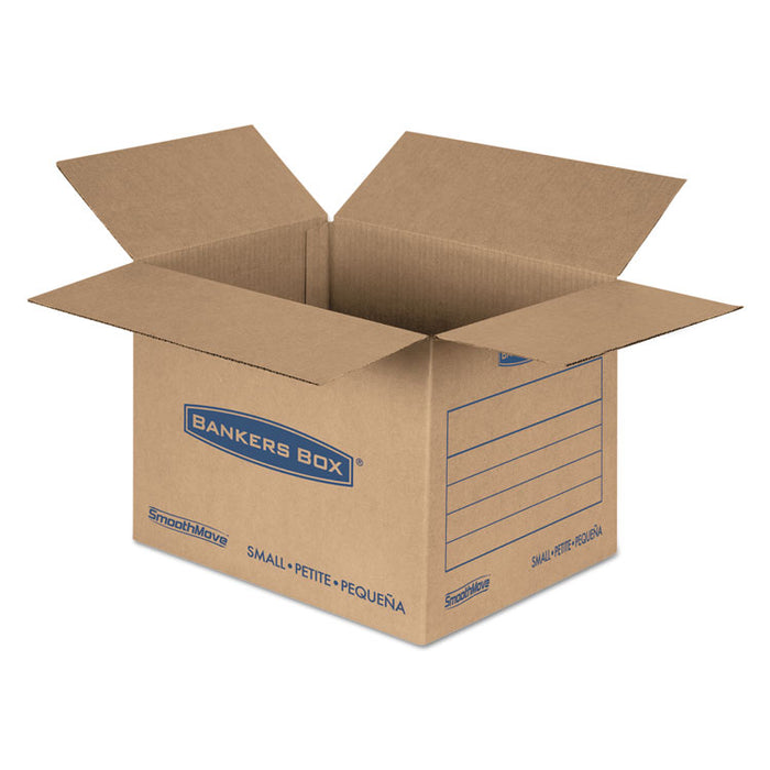 SmoothMove Basic Moving Boxes, Small, Regular Slotted Container (RSC), 16" x 12" x 12", Brown Kraft/Blue, 25/Bundle