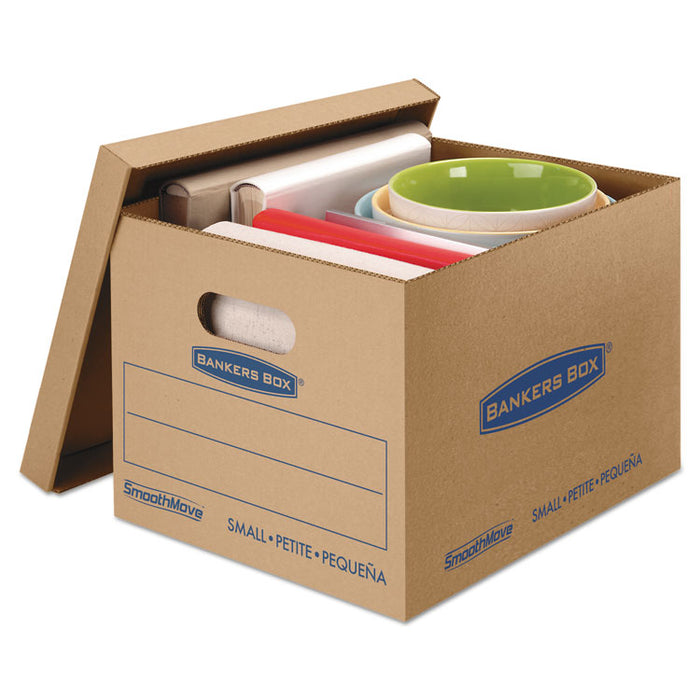 SmoothMove Classic Moving/Storage Boxes, Half Slotted Container (HSC), Small, 12" x 15" x 10", Brown/Blue, 10/Carton