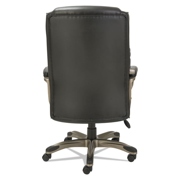 Alera Veon Series Executive High-Back Leather Chair, Supports up to 275 lbs., Black Seat/Black Back, Graphite Base