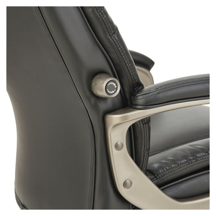 Alera Veon Series Executive High-Back Leather Chair, Supports up to 275 lbs., Black Seat/Black Back, Graphite Base