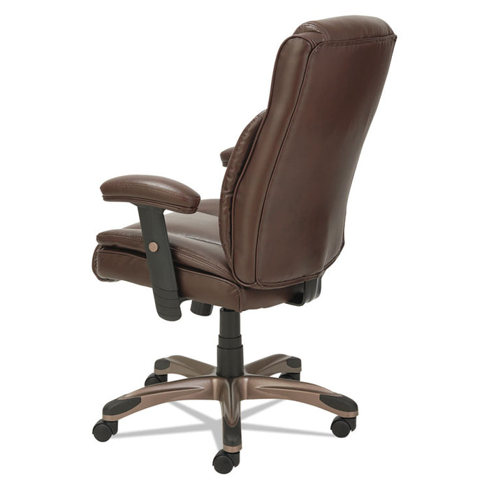 Alera Veon Series Leather Mid-Back Manager's Chair, Supports up to 275 lbs., Brown Seat/Brown Back, Bronze Base