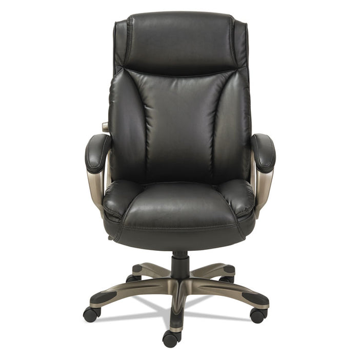 Alera Veon Series Executive High-Back Leather Chair, Supports up to 275 lbs., Black Seat/Black Back, Graphite Base