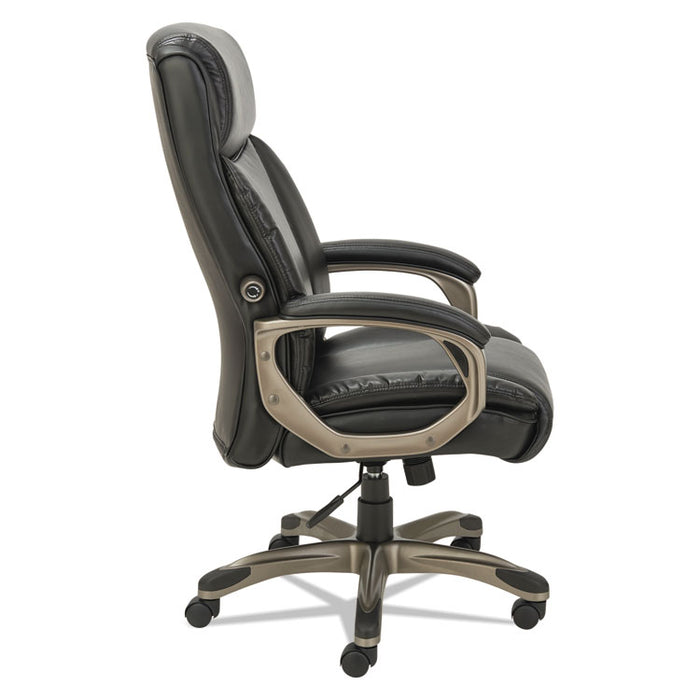Alera Veon Series Executive High-Back Leather Chair, Supports up to 275 lbs., Black Seat/Black Back, Graphite Base