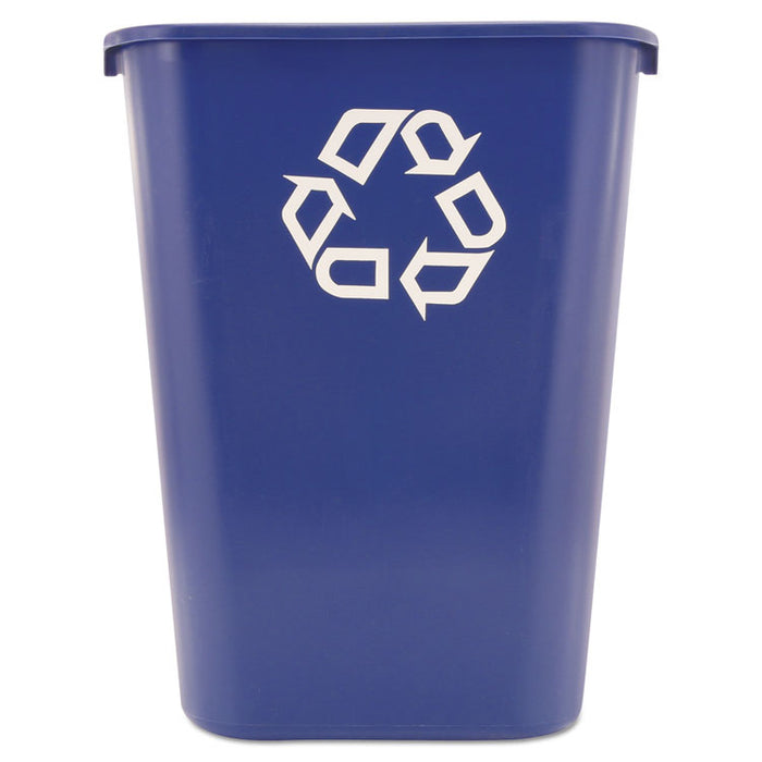 Large Deskside Recycle Container with Symbol, Rectangular, Plastic, 41.25 qt, Blue