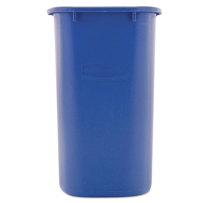Medium Deskside Recycling Container, Rectangular, Plastic, 28.13 qt, Blue
