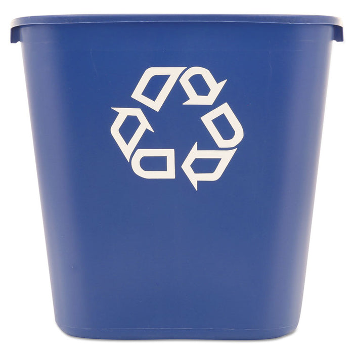 Medium Deskside Recycling Container, Rectangular, Plastic, 28.13 qt, Blue