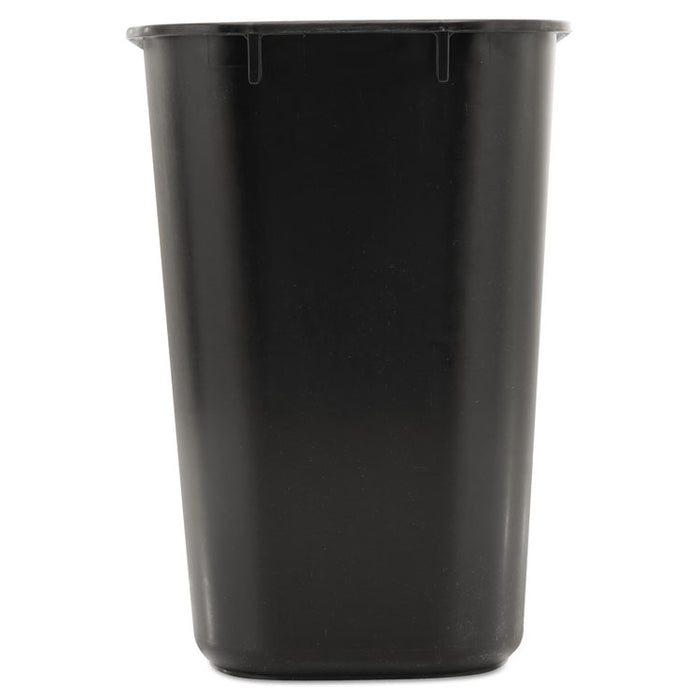 Deskside Plastic Wastebasket, Rectangular, 3.5 gal, Black