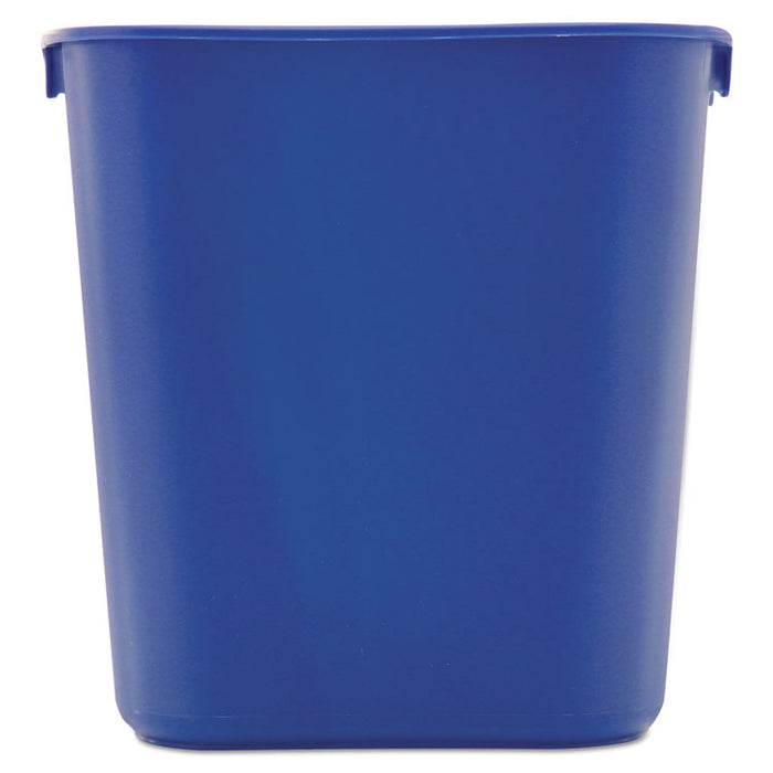 Small Deskside Recycling Container, Rectangular, Plastic, 13.63 qt, Blue