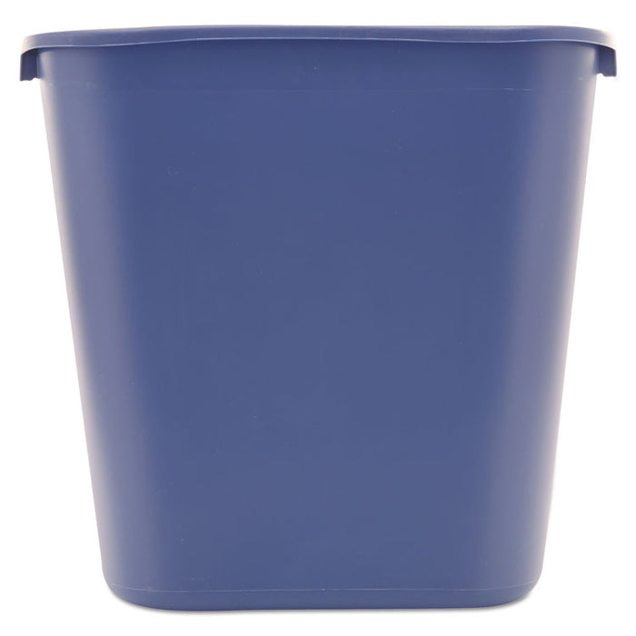 Medium Deskside Recycling Container, Rectangular, Plastic, 28.13 qt, Blue