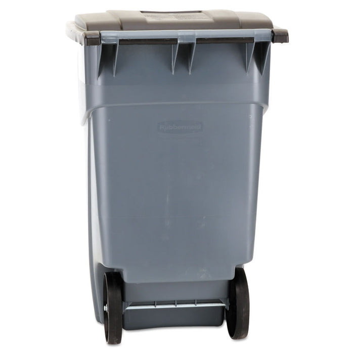 Brute Rollout Container, Square, Plastic, 50 gal, Gray
