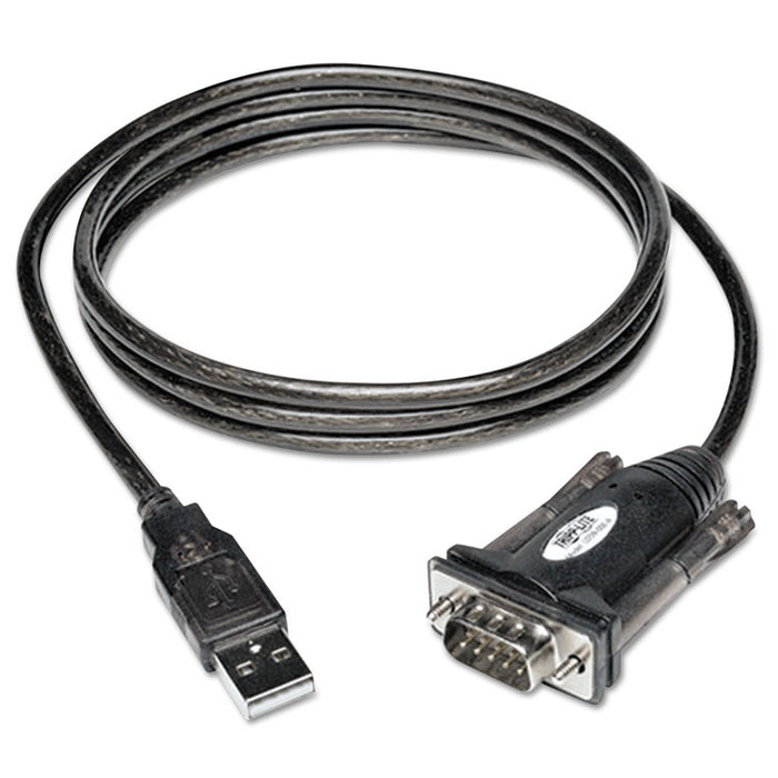USB-A to Serial Adapter Cable, DB9 (M/M), 5 ft., Black