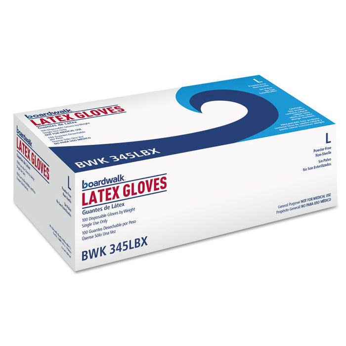 General-Purpose Latex Gloves, Natural, Large, Powder-Free, 4.4 mil, 1000/Carton