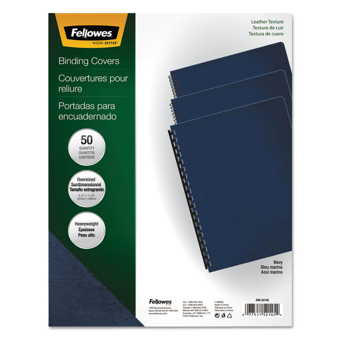 Executive Leather-Like Presentation Cover, Navy, 11.25 x 8.75, Unpunched, 50/Pack