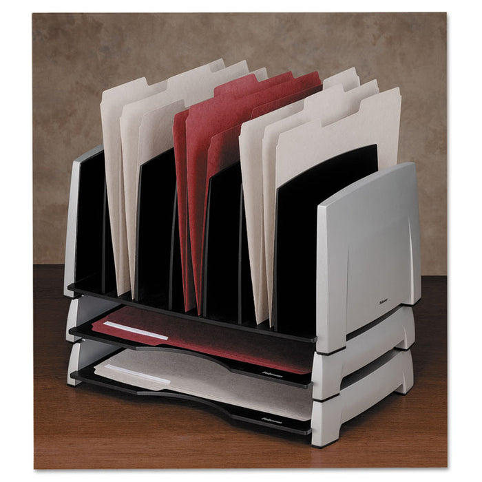 Office Suites Side Load Letter Tray, 1 Section, Letter Size Files, 14.81" x 10.31" x 2.5", Black/Silver