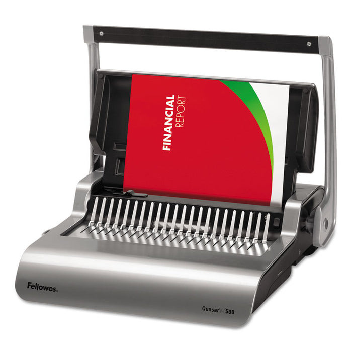 Quasar Manual Wire Binding Machine, 130 Sheets, 8.13 x 15.38 x 5.13, Metallic Gray