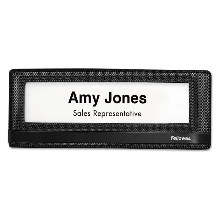 Mesh Partition Additions Nameplate, 9 1/4 x 5/8 x 3 3/8, Black