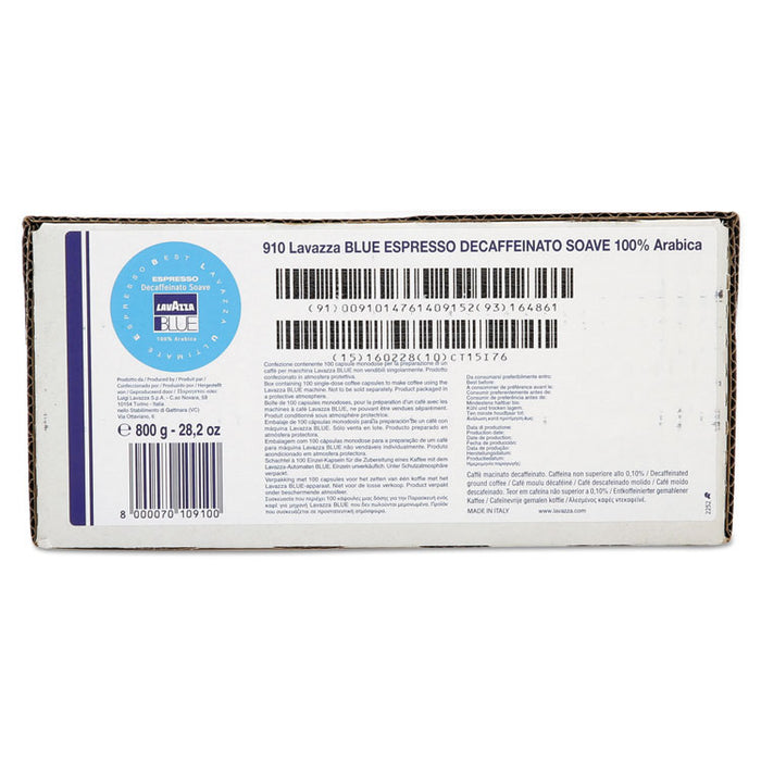 BLUE Espresso Capsules, Capsules, Decaffeinated Medium Roast, 8g, 100/Box