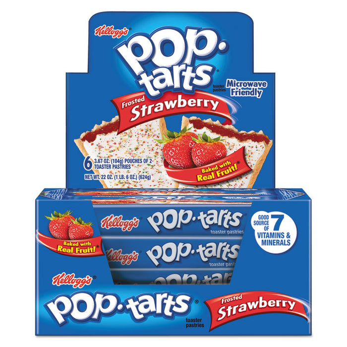 Pop Tarts, Frosted Strawberry, 3.67 oz, 2/Pack, 6 Packs/Box