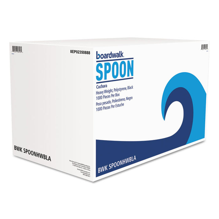 Heavyweight Polystyrene Cutlery, Teaspoon, Black, 1000/Carton