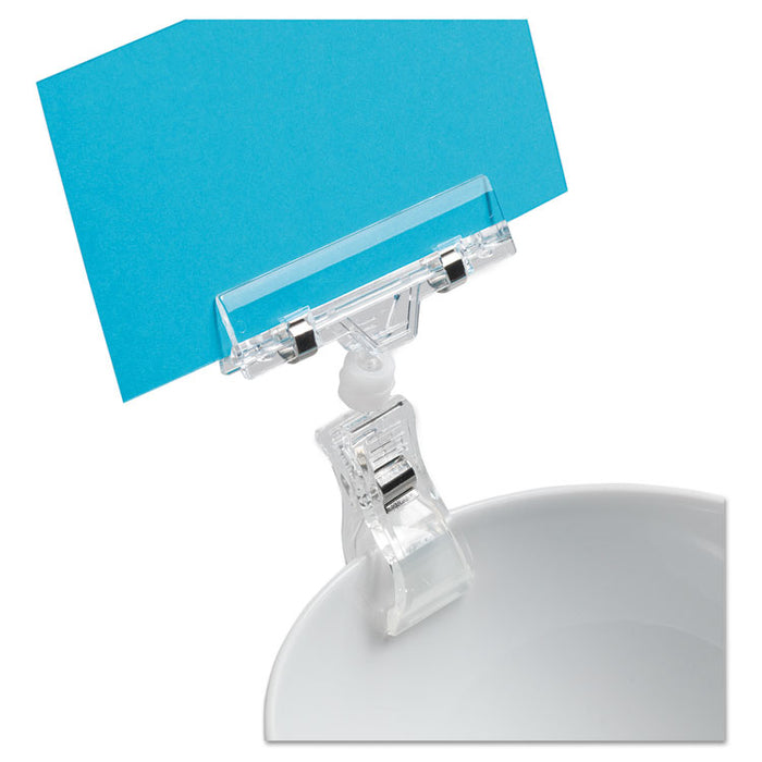 Clips Grips Tags VersaGrip Clip Sign Holder w/Large Clip, 4 1/8", Clear, 5/Pack