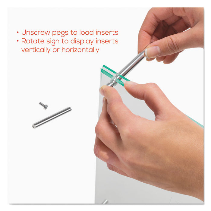 Superior Image Beveled Edge Sign Holder, Letter Insert, Clear/Green-Tinted Edges